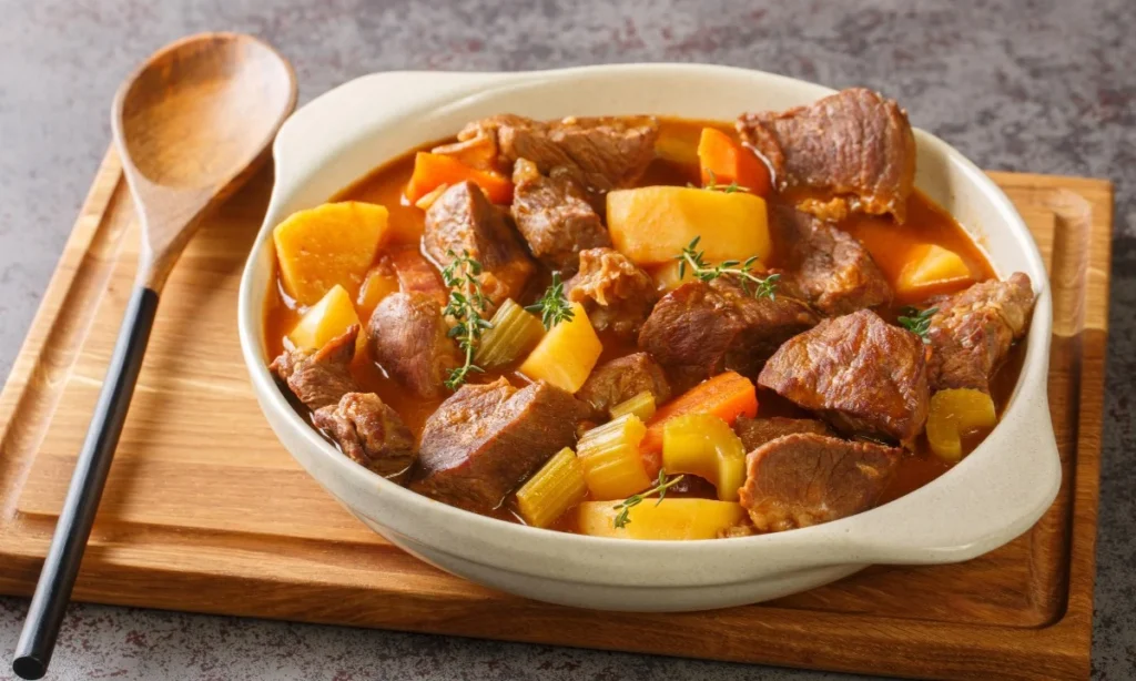 Een runderstoof uit de slowcooker eet je natuurlijk in een stoofpot
