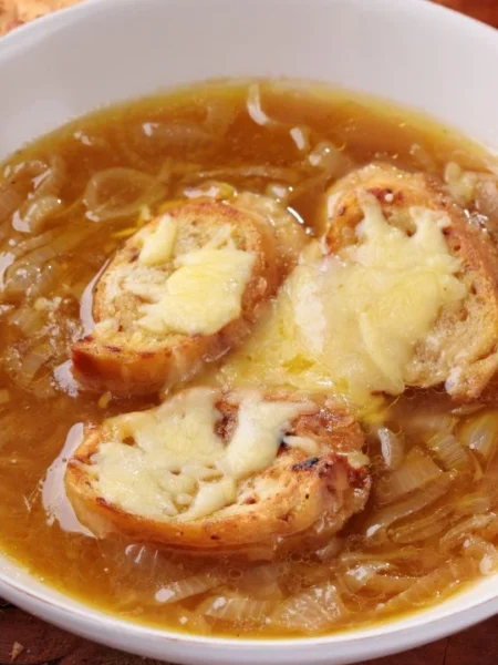 Het recept voor Franse uiensoep met kip uit de slowcooker